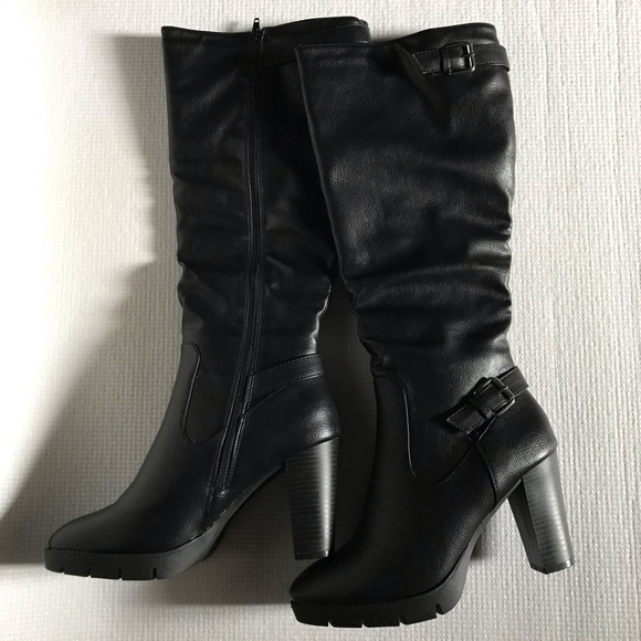 NEW Black Knee High Platform Boots - Picture 3 of 4